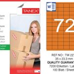 Tanex TW-2272 35x23.3 mm 100'lü Turuncu Pastel Laser Etiket