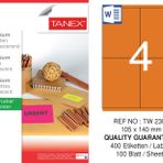 Tanex TW-2304 105x140 mm Flo Turuncu Laser Etiket