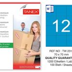 Tanex TW-2312 70x70 mm 100'lü Mavi Pastel Laser Etiket