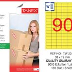 Tanex TW-2319 33x19 mm 100'lü Sarı Pastel Laser Etiket