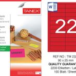 Tanex TW-2320 90x25 mm 100'lü Kırmızı Floresan Laser Etiket