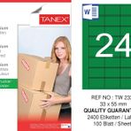 Tanex TW-2334 33x55 mm 100'lü Yeşil Pastel Laser Etiket