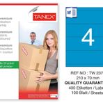 Tanex TW-2370 210x70 mm 100'lü Mavi Pastel Laser Etiket