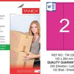 Tanex TW-2380 105x280 mm 100'lü Pembe Pastel Laser Etiket