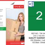 Tanex TW-2402 210x143 mm 100'lü Yeşil Pastel Laser Etiket