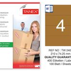 Tanex TW-2404 210x74.25 mm 100'lü Kraft Etiket