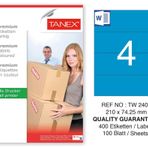 Tanex TW-2404 210x74.25 mm 100'lü Mavi Pastel Laser Etiket