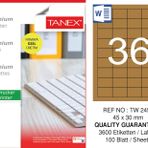Tanex TW-2453 45x30 mm 100'lü Kraft Etiket