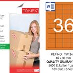 Tanex TW-2453 45x30 mm Turuncu Pastel 100'lü Laser Etiket