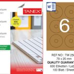 Tanex TW-2506 79x20 mm 100'lü Kraft Etiket