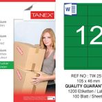 Tanex TW-2512 105x46 mm 100'lü Yeşil Pastel Laser Etiket