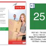 Tanex TW-2533 64.6x33.8 mm 100'lü Yeşil Pastel Laser Etiket