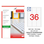 Tanex TW-2536 63x24 mm Lazer Etiket