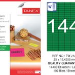 Tanex TW-2544 32x12.4355 mm 100'lü Yeşil Floresan Laser Etiket