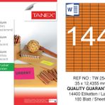 Tanex TW-2544 35x12.4355 mm Flo Turuncu Laser Etiket