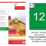 Tanex TW-2546 100x46 mm 100'lü Yeşil Floresan Laser Etiket