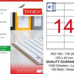 Tanex TW-2614 105x40 mm 100'lü Sökülebilir Etiket