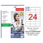 Tanex TW-2736 70x36 mm 100'lü Kuşe Lazer Etiket