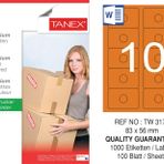Tanex TW-3178 83x56 mm Turuncu Pastel 100'lü Laser Etiket
