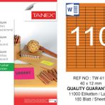 Tanex TW-4110 40x12 mm Flo Turuncu Laser Etiket