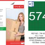 Tanex TW-4574 15x7 mm 100'lü Yeşil Pastel Laser Etiket