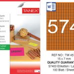 Tanex TW-4574 15x7 mm Flo Turuncu Laser Etiket
