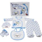 Tangmoda Erkek Bebek Yenidoğan Giyim Seti 5 Parça Mavi Panda Desenli Hastane Çıkışı - 0 - 3 Ay - Turkuaz