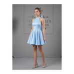 Tangül&Ali'S Moda Evi Halter Yaka Bebe Mavisi Mini Elbise