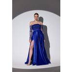 Tangül&Ali'S Moda Evi İşlemeli Saks Mavisi Abiye