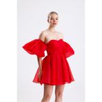 Tangül&Ali'S Moda Evi Kabarık Kırmızı Mini Elbise