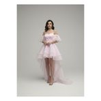 Tangül&Ali'S Moda Evi Kalp Yaka Kuyruklu Pembe Mini Elbise