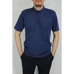 Taniş Erkek Petek Yaka Cepli Düz Baba T-Shirt - 2XL - İndigo