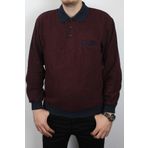 TANİŞ GİYİM Erkek Polo Yaka Cepli Büyük Beden Battal Selanik Örgü Bordo Sweatshirt Bir Beden Küçük Önerilir