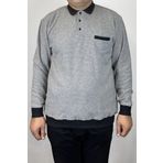 TANİŞ GİYİM Erkek Polo Yaka Cepli Büyük Beden Battal Selanik Örgü Buz Gri Sweatshirt Bir Beden Küçük Önerilir