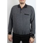 TANİŞ GİYİM Erkek Polo Yaka Cepli Büyük Beden Battal Selanik Örgü Gri Sweatshirt Bir Beden Küçük Önerilir