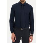 Taniş Giyim Erkek Slim Fit Düz Lacivert Gömlek - 2XL