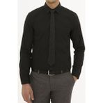 Taniş Giyim Erkek Slim Fit Düz Siyah Gömlek - XS