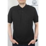 Taniş Giyim Erkek Terletmez Merserize %100 Pamuk Regular Geniş Kesim Petek Polo Yaka Cepli Tişört - Siyah - 7XL