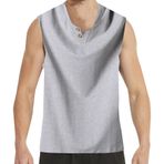 Tank Top Erkek V Yaka Kolsuz Tişört Büyük Beden Rahat Yaz Gömlekleri V Yaka Yelek Spor Tişörtü Koşu Tişörtü Erkek Antrenman Spor Tişörtü Bol Kesim Dış Mekan Gömleği, Gri, L