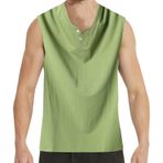 Tank Top Erkek V Yaka Kolsuz Tişört Büyük Beden Rahat Yaz Gömlekleri V Yaka Yelek Spor Tişörtü Koşu Tişörtü Erkek Antrenman Spor Tişörtü Bol Kesim Dış Mekan Gömleği, Yeşil., L