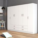 Tanmob 6 Kapılı Dört Çekmeceli Geniş Gardrop Beyaz- Grd0801