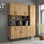 Tanmob Alt Üst Tek Kapılı Çok Amaçlı Dolap 8 Kapaklı Çekmeceli Raflı Çam MDL0502