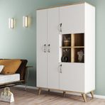Tanmob Maxi 4 Kapaklı Askılıklı Raflı Çok Amaçlı Dolap Beyaz-Çam - Grd0103