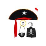 TanOzel Kaptan Jack Sparrow Şapka - Kanca - Göz Maskesi 3 lü Çocuk Korsan Kostüm Seti