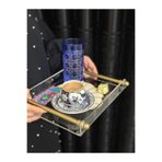 Tanrıkulu Design Boru Kulp Pleksi Tepsi /Kahve-Çay Sunum Tepsisi (Mat Gold)
