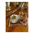 Tanrıkulu Design Boru Kulp Pleksi Tepsi/Kahve-Çay Sunum Tepsisi (Eskitme Gold)