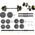 Tanspor Tan Spor 50 kg Dambıl-Dumbell-Ağırlık-Halter–full Kısa Bar + Düz Bar + Z Bar Seti - Sarı