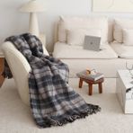 Tante Roza Woolmark Çift Kişilik Saf Yün Battaniye Füme - 180 x 210 cm - Antrasit