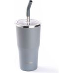 Tantitoni 024-01-GRİ 2 Kapaklı Çift Katmanlı Pipetli Termos Bardak 530ML - Gri
