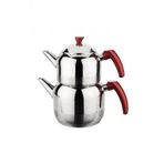 Tantitoni Athena Kırmızı Orta Boy 1100-1900 ml Çelik Çaydanlık Takımı